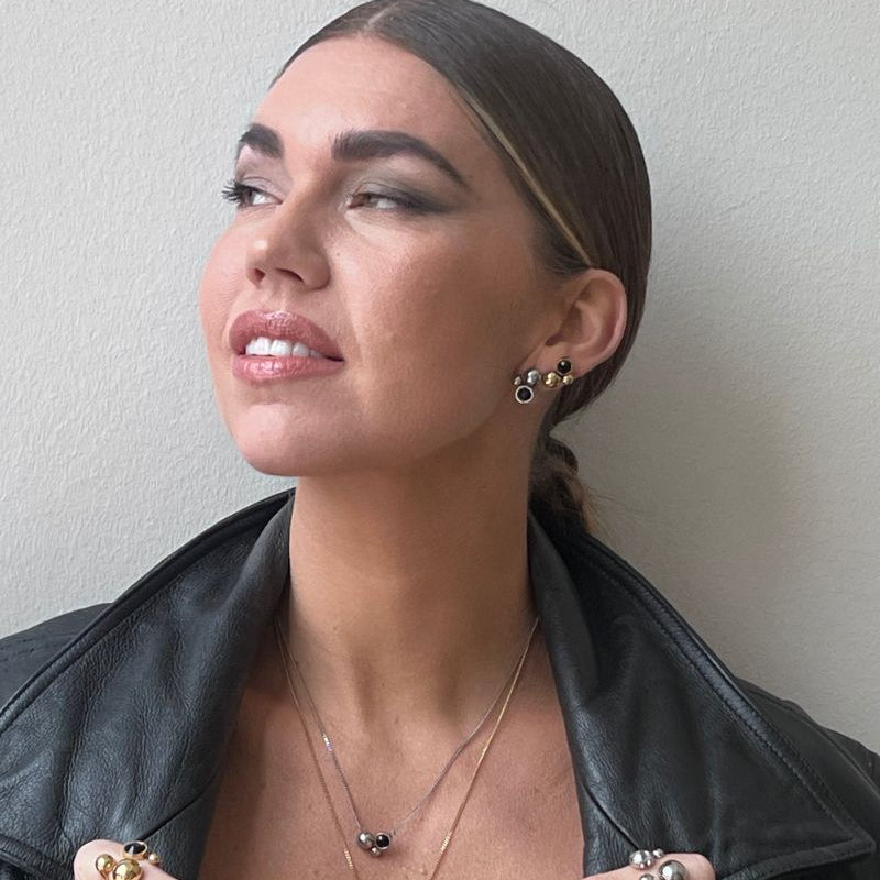 Solar Golden Earrings Crystal Black
