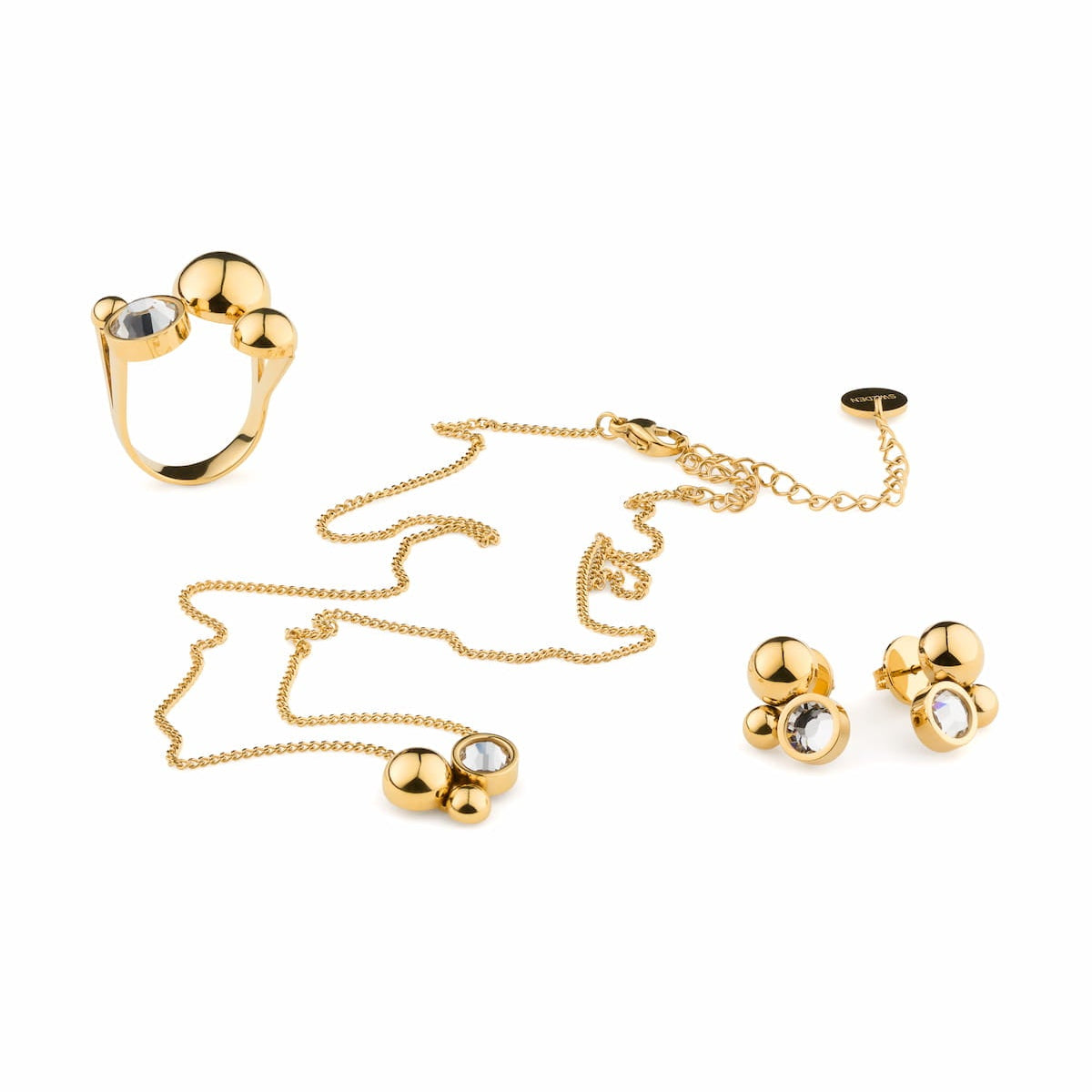 Solar Golden Necklace Crystal Black