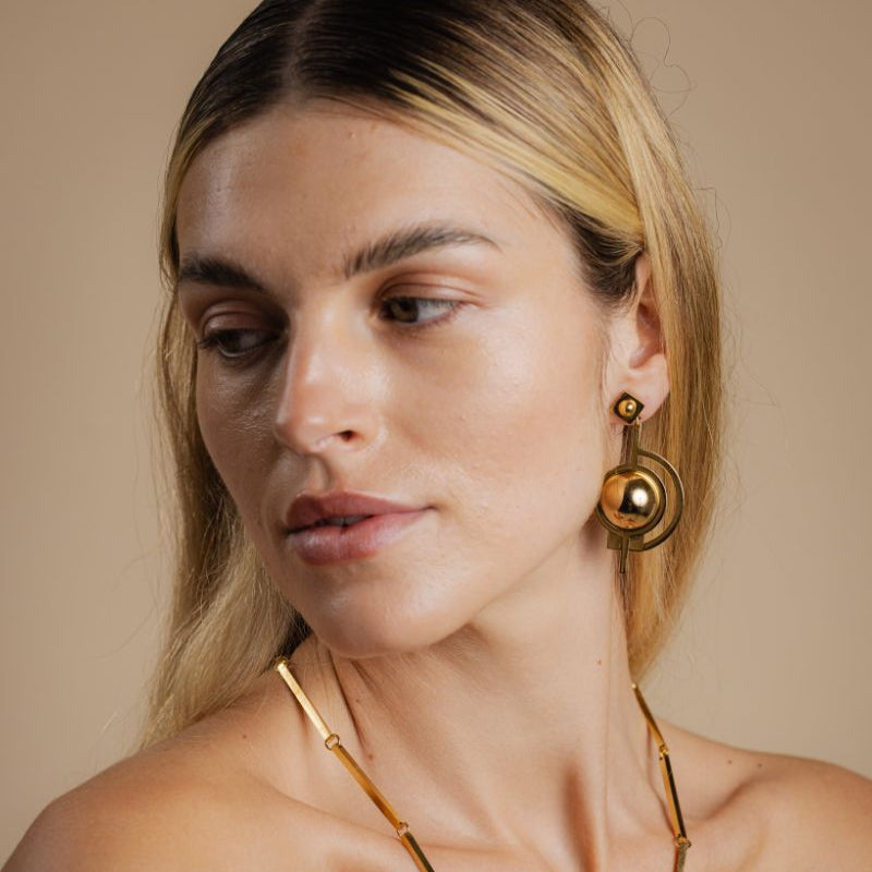 Satellite Dome Golden Earrings