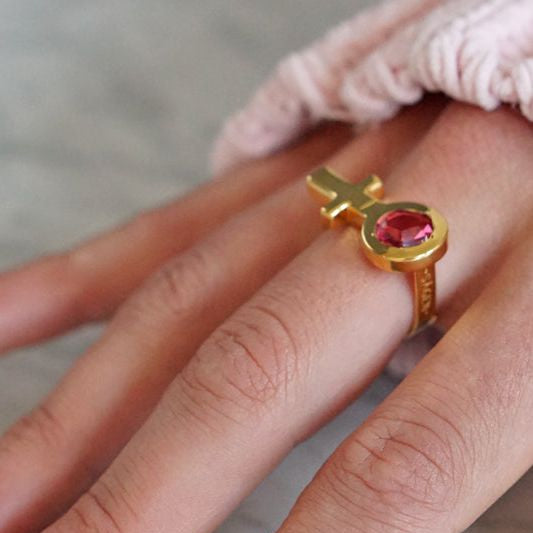 Future Is Female Golden Fucsia Ring