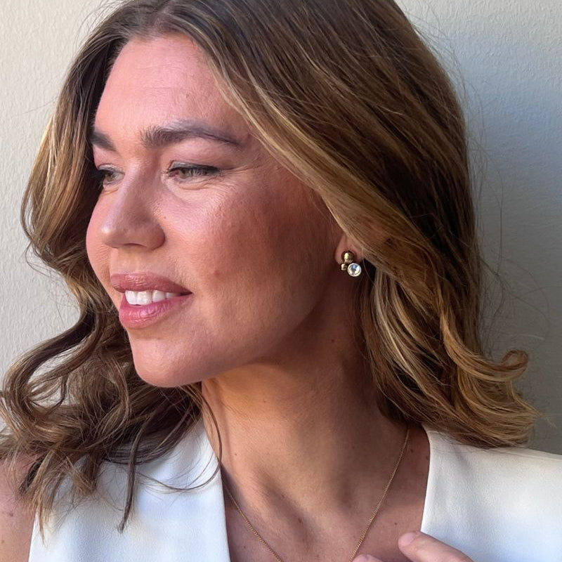 Solar Golden Earrings Crystal Clear
