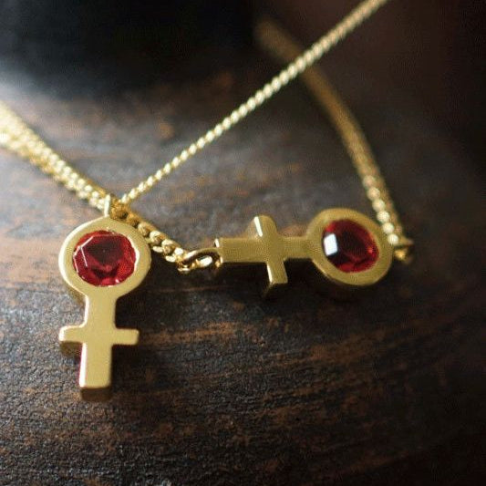 Future Is Female Golden Fucsia Necklace